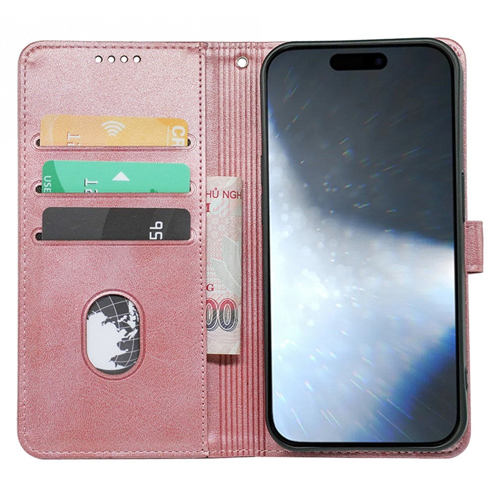 EIDERWOOD iPhone 16 Pro Læder Cover m. Ståfunktion & Kortholder - Rose Gold
