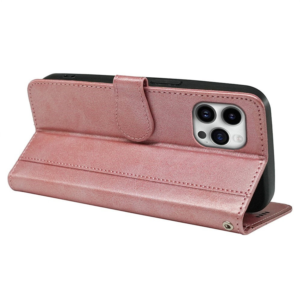 EIDERWOOD iPhone 16 Pro Læder Cover m. Ståfunktion & Kortholder - Rose Gold