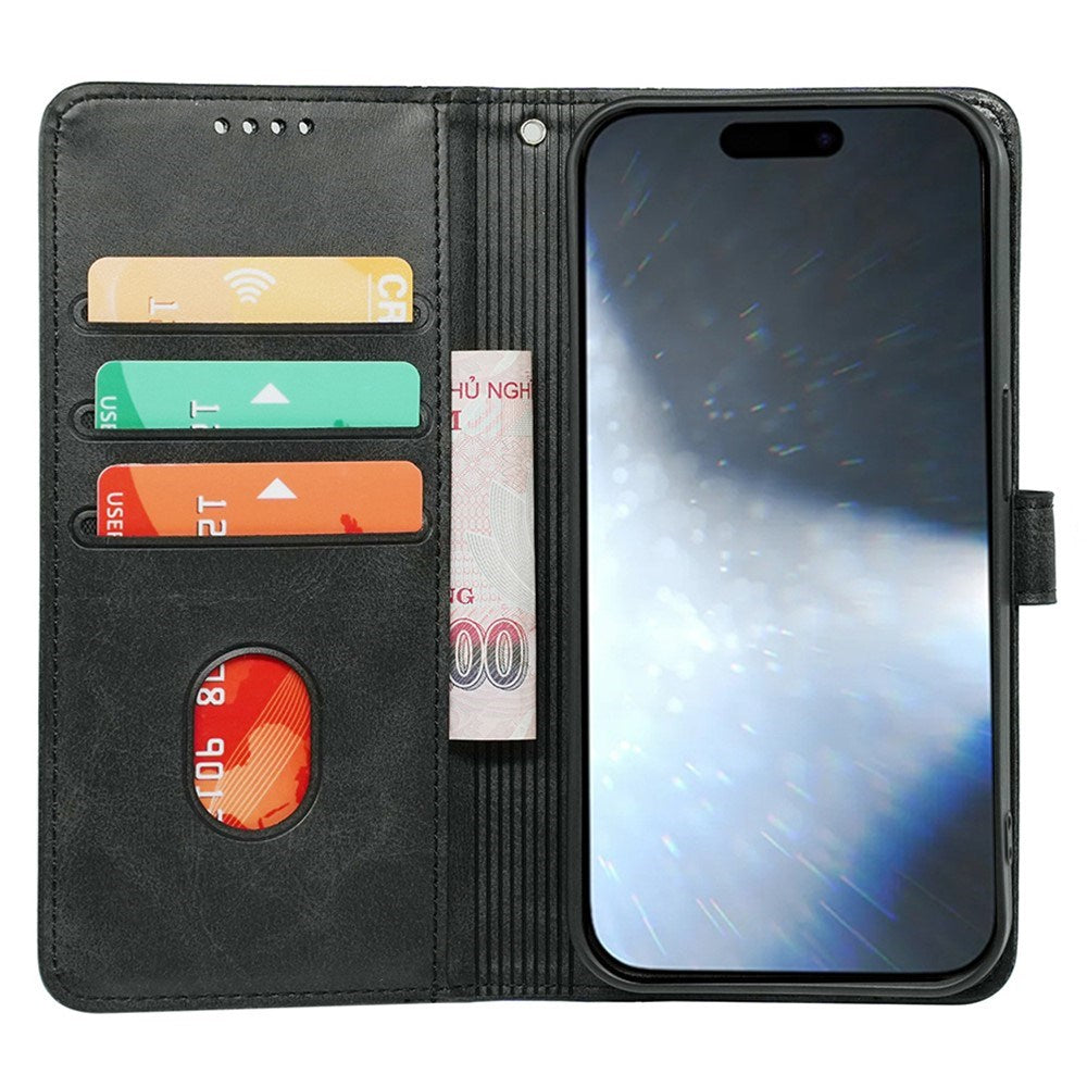 EIDERWOOD iPhone 16 Læder Cover m. Ståfunktion & Kortholder - Sort