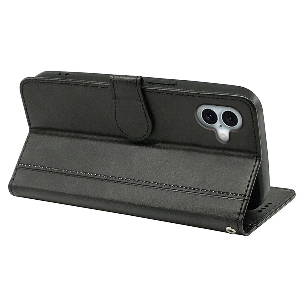 EIDERWOOD iPhone 16 Læder Cover m. Ståfunktion & Kortholder - Sort