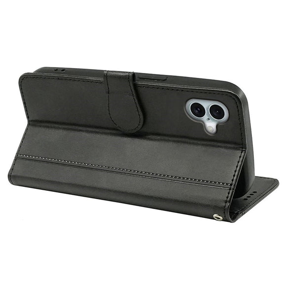 EIDERWOOD iPhone 16 Læder Cover m. Ståfunktion & Kortholder - Sort