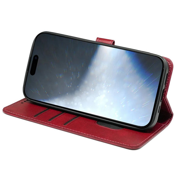 EIDERWOOD iPhone 16 Læder Cover m. Ståfunktion & Kortholder - Rød