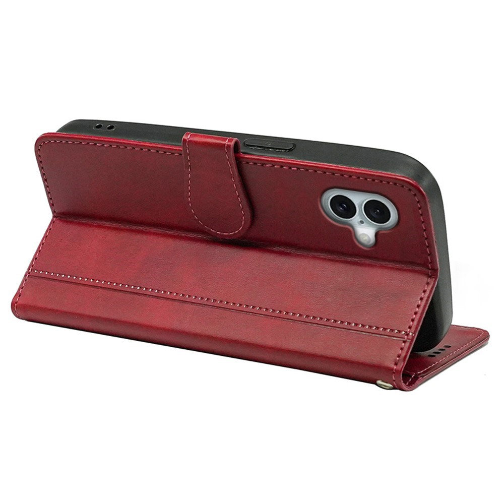 EIDERWOOD iPhone 16 Læder Cover m. Ståfunktion & Kortholder - Rød