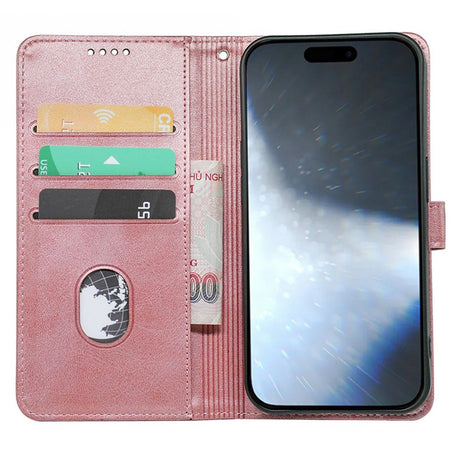 EIDERWOOD iPhone 16 Læder Cover m. Ståfunktion & Kortholder - Rose Gold