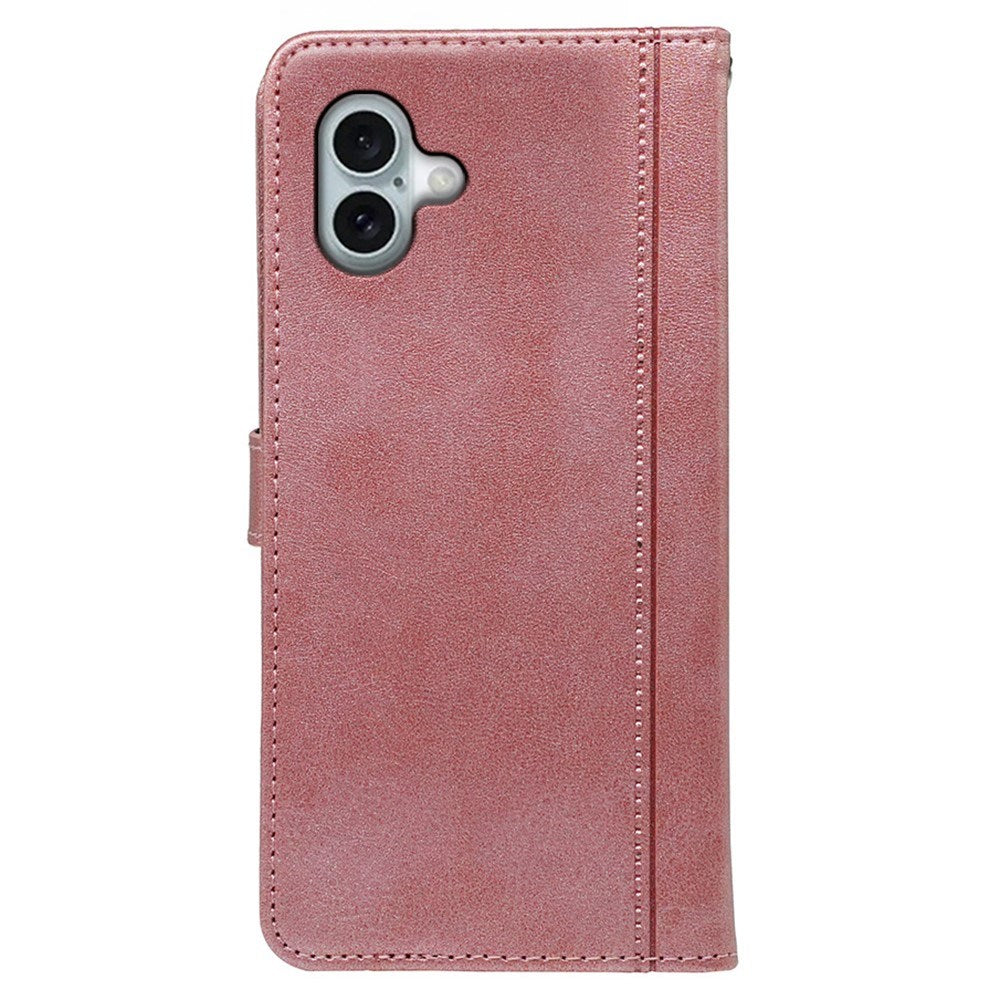 EIDERWOOD iPhone 16 Læder Cover m. Ståfunktion & Kortholder - Rose Gold
