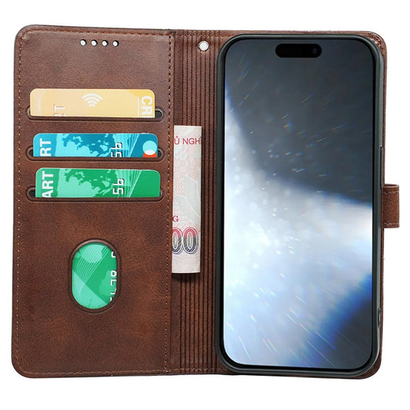 EIDERWOOD iPhone 16 Læder Cover m. Ståfunktion & Kortholder - Brun