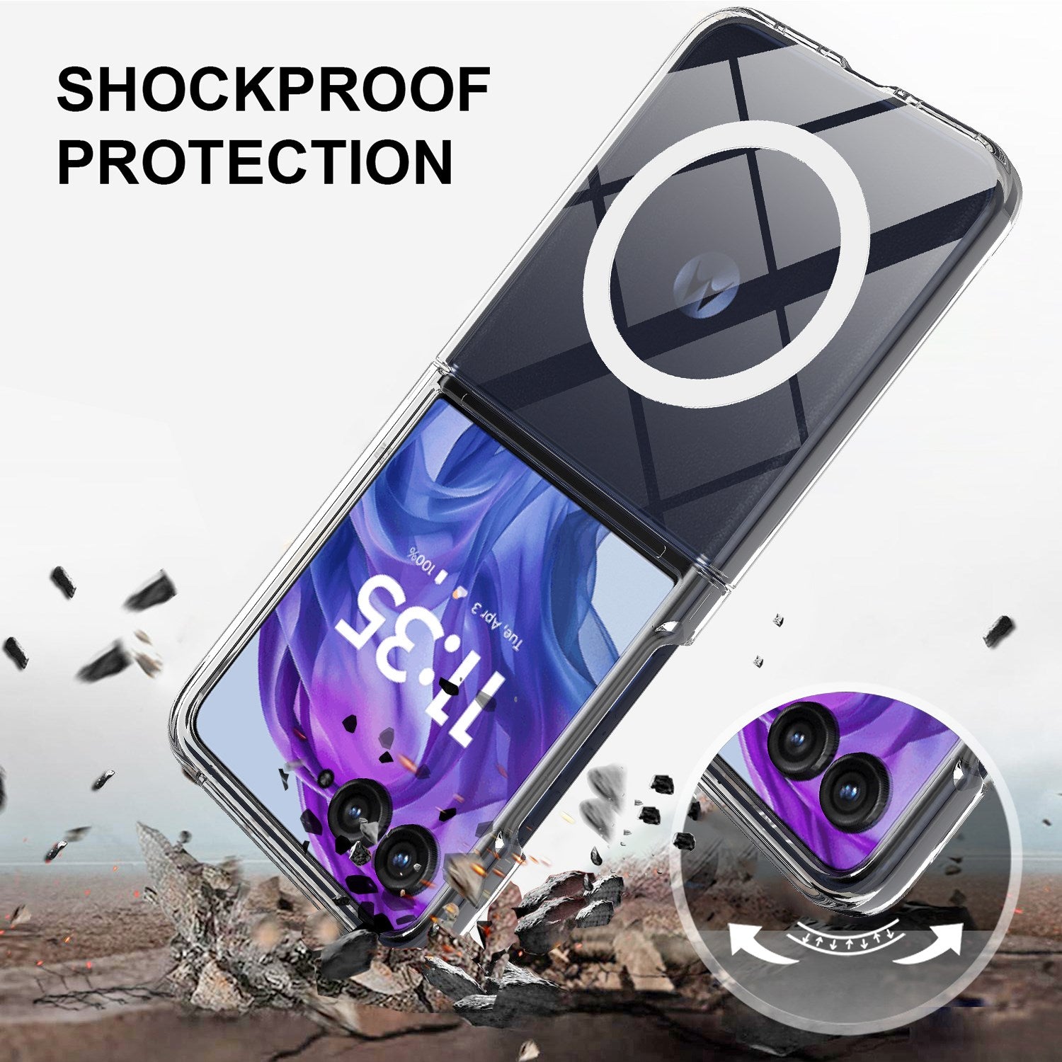 EIDERWOOD Motorola Razr 50 Ultra 5G Shockproof Fleksibel Plastik Cover MagSafe Kompatibel - Gennemsigtig