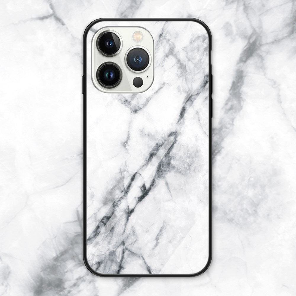 EIDERWOOD iPhone 16 Pro Max Cover m. Glasbagside - Hvid Marmor