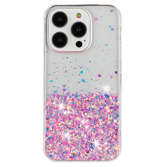 iPhone 16 Pro Max EIDERWOOD Fleksibelt Plast Glitter Cover - Gennemsigtig / Lyserød