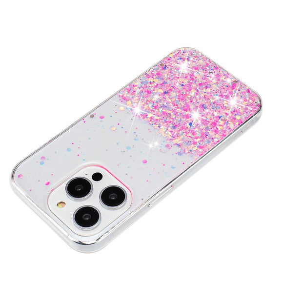 iPhone 16 Pro Max EIDERWOOD Fleksibelt Plast Glitter Cover - Gennemsigtig / Lyserød
