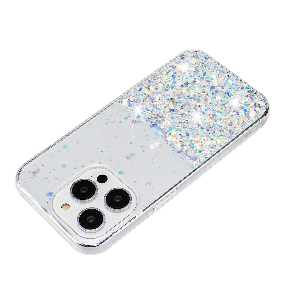 iPhone 16 Pro Max EIDERWOOD Fleksibelt Plast Glitter Cover - Gennemsigtig / Hvid