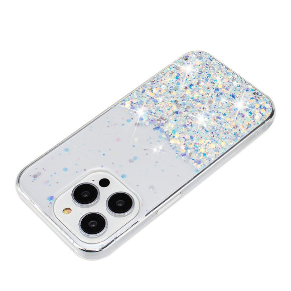 iPhone 16 Pro Max EIDERWOOD Fleksibelt Plast Glitter Cover - Gennemsigtig / Hvid