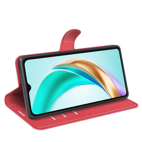 EIDERWOOD Honor X6b Kunstlæder Flip Cover m. Kortholder & Ståfunktion - Rød