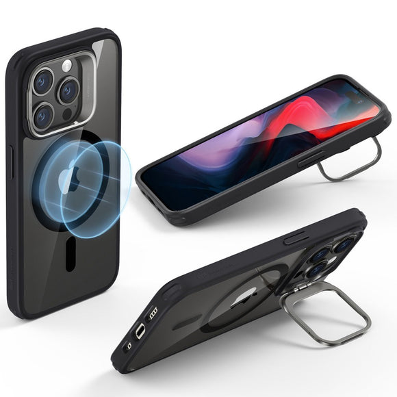 iPhone 16 Pro Max ESR Kickstand Hybrid Cover - MagSafe Kompatibel - Gennemsigtig / Sort
