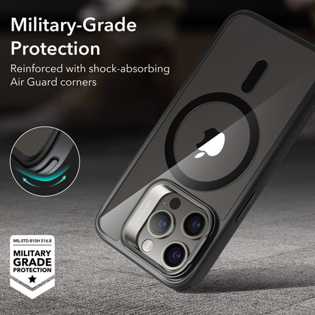 iPhone 16 Pro Max ESR Kickstand Hybrid Cover - MagSafe Kompatibel - Gennemsigtig / Sort