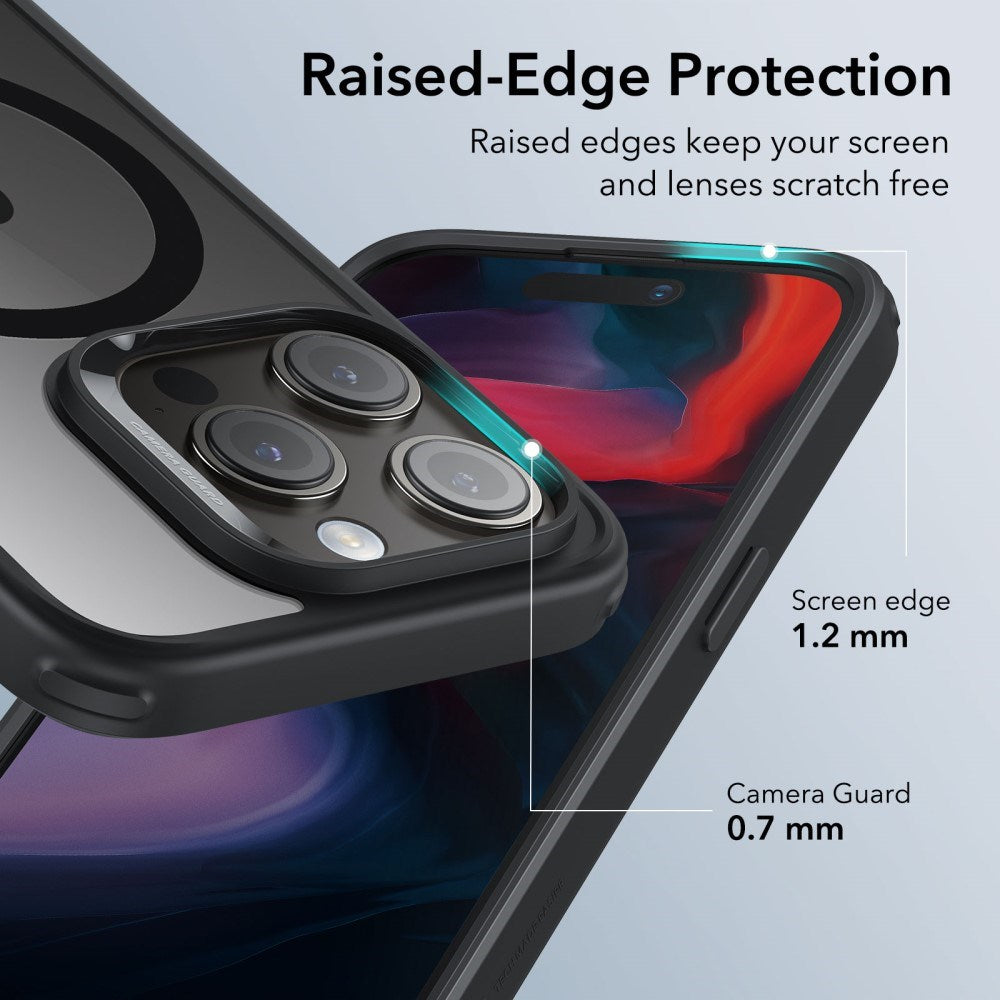 iPhone 16 Pro ESR Hybrid Cover - MagSafe Kompatibel - Gennemsigtig / Sort