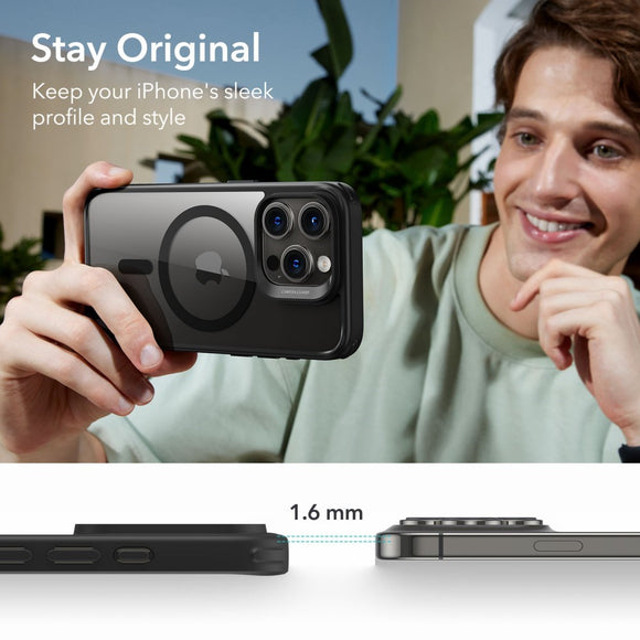 iPhone 16 Pro ESR Hybrid Cover - MagSafe Kompatibel - Gennemsigtig / Sort