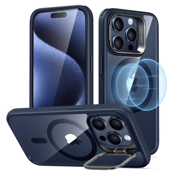 iPhone 16 ESR Kickstand Hybrid Cover - MagSafe Kompatibel - Gennemsigtig / Blå