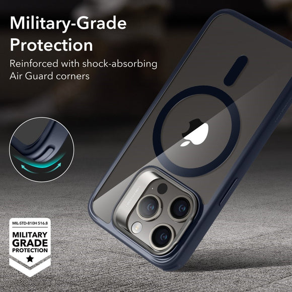iPhone 16 ESR Kickstand Hybrid Cover - MagSafe Kompatibel - Gennemsigtig / Blå