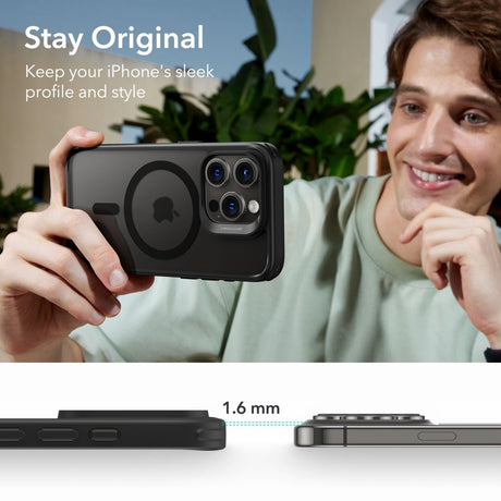 iPhone 16 ESR Hybrid Cover - MagSafe Kompatibel - Sort Gennemsigtig