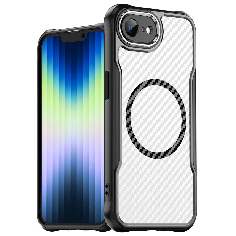 EIDERWOOD iPhone 17e / 16e Hybrid Carbon Cover m. Forstærkede Hjørner - MagSafe Kompatibel - Sort