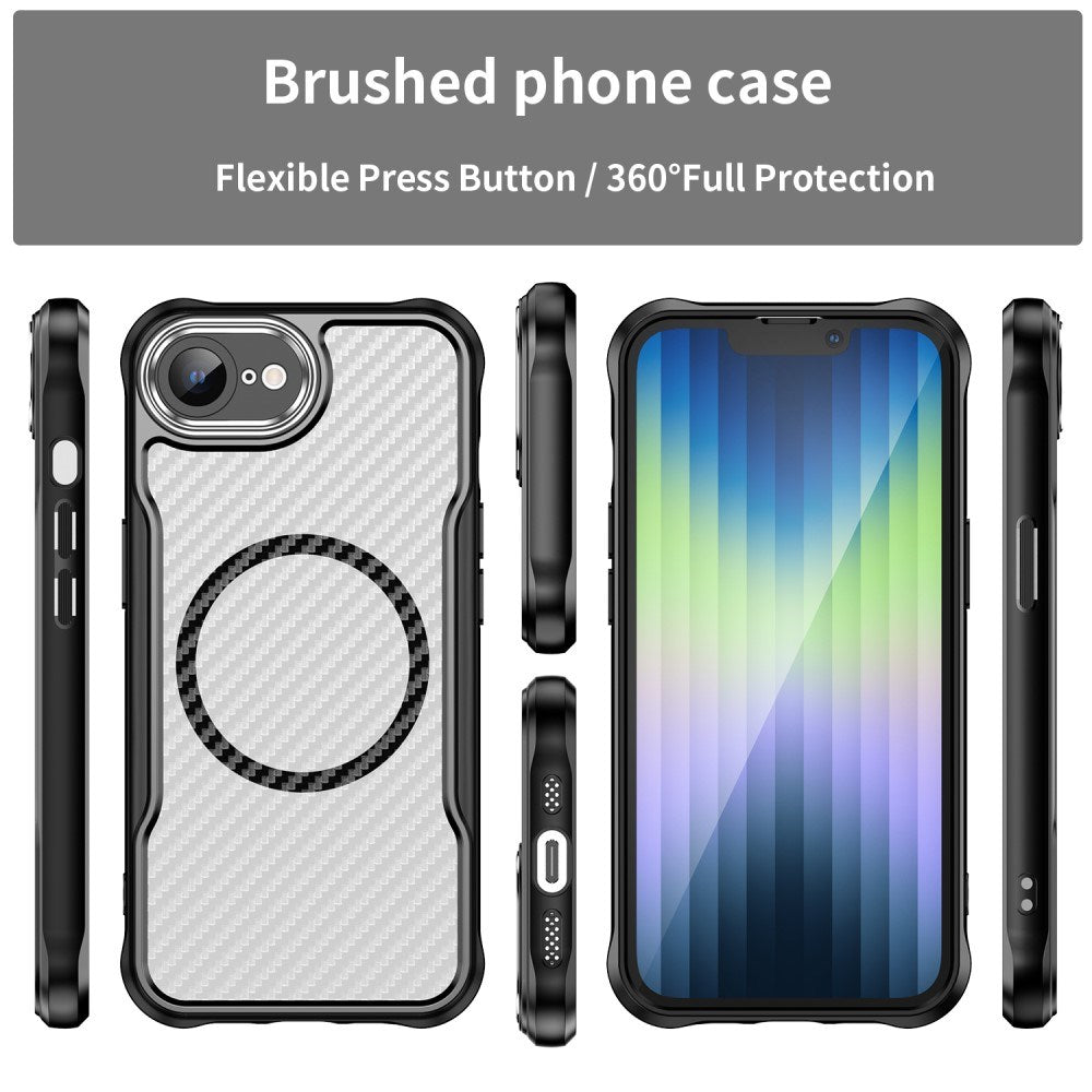 EIDERWOOD iPhone 17e / 16e Hybrid Carbon Cover m. Forstærkede Hjørner - MagSafe Kompatibel - Sort