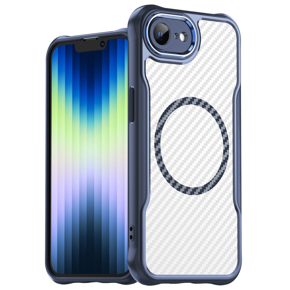 EIDERWOOD iPhone 17e / 16e Hybrid Carbon Cover m. Forstærkede Hjørner - MagSafe Kompatibel - Blå