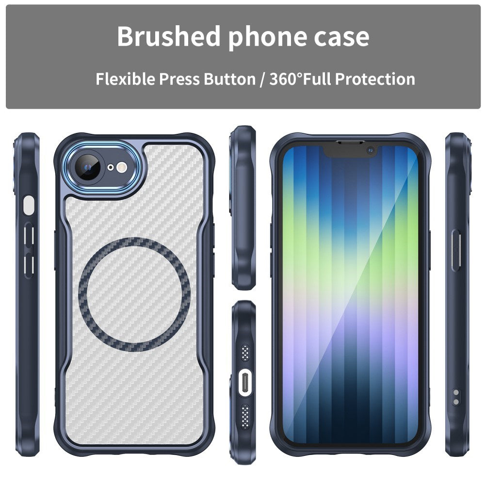 EIDERWOOD iPhone 17e / 16e Hybrid Carbon Cover m. Forstærkede Hjørner - MagSafe Kompatibel - Blå
