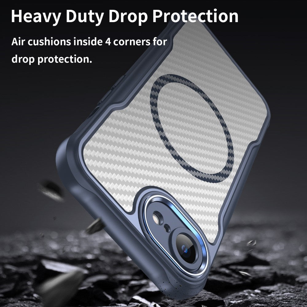 EIDERWOOD iPhone 17e / 16e Hybrid Carbon Cover m. Forstærkede Hjørner - MagSafe Kompatibel - Blå