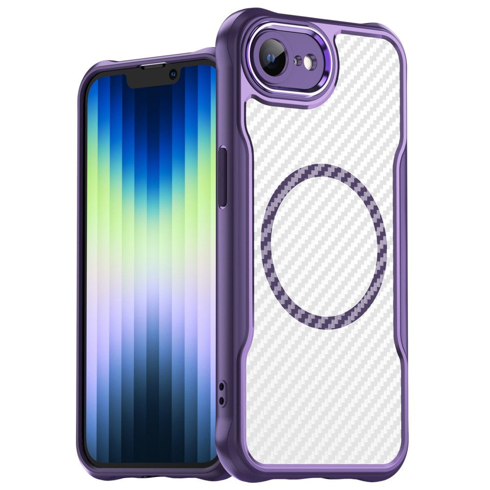 EIDERWOOD iPhone 17e / 16e Hybrid Carbon Cover m. Forstærkede Hjørner - MagSafe Kompatibel - Lilla