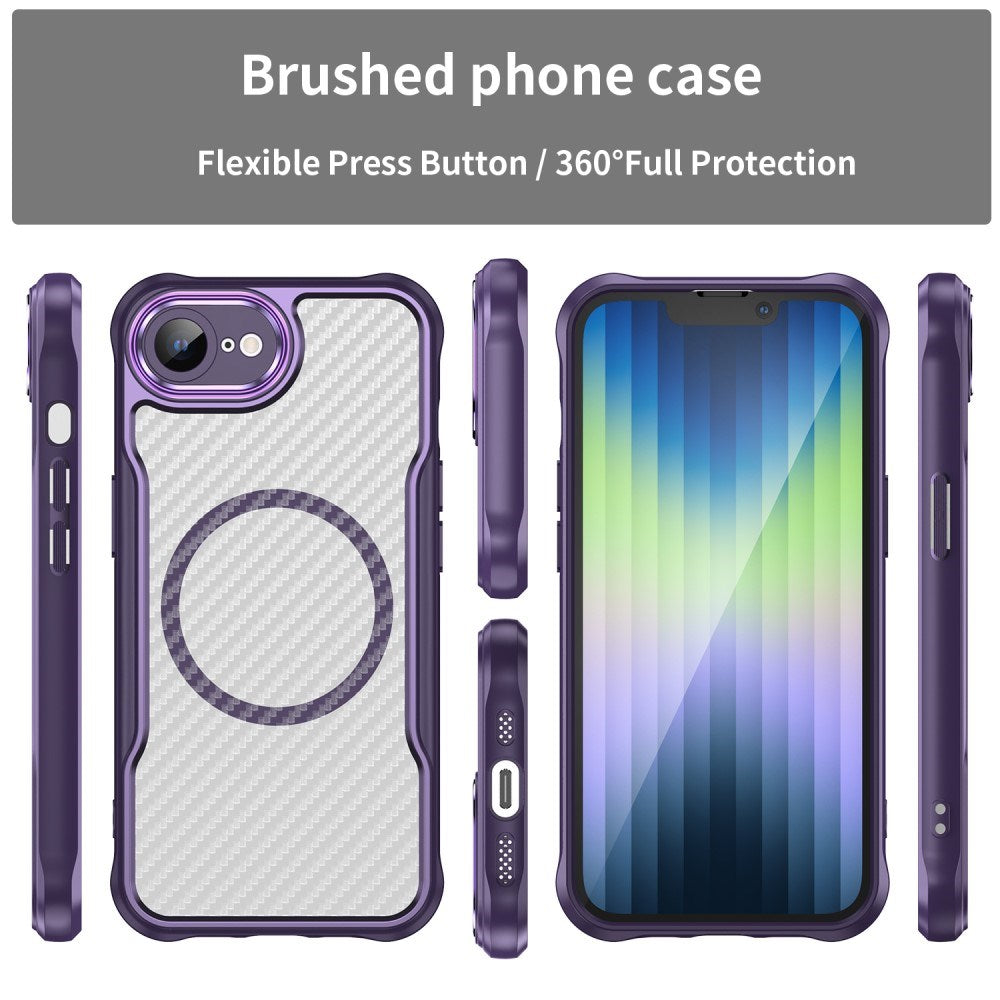 EIDERWOOD iPhone 17e / 16e Hybrid Carbon Cover m. Forstærkede Hjørner - MagSafe Kompatibel - Lilla