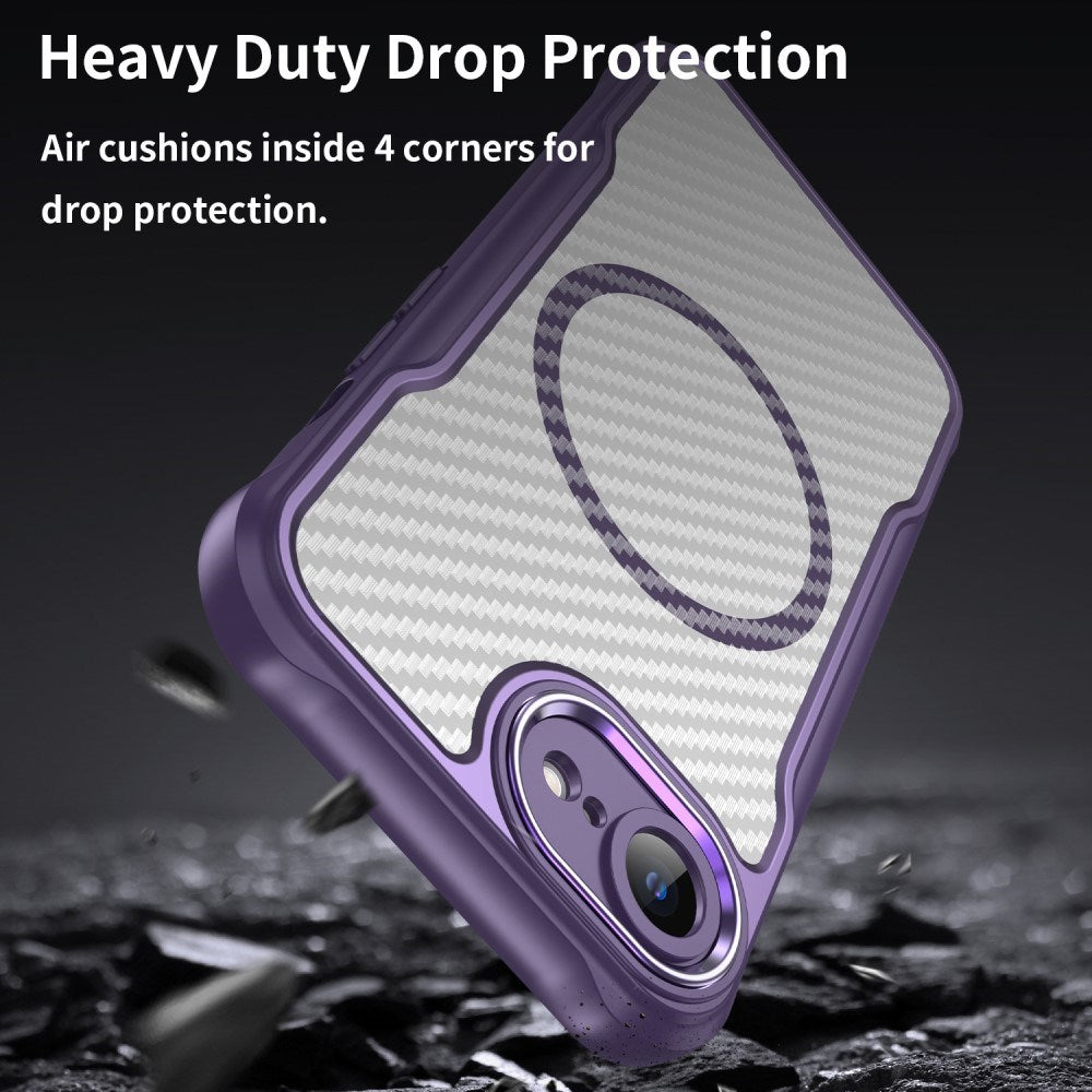 EIDERWOOD iPhone 17e / 16e Hybrid Carbon Cover m. Forstærkede Hjørner - MagSafe Kompatibel - Lilla