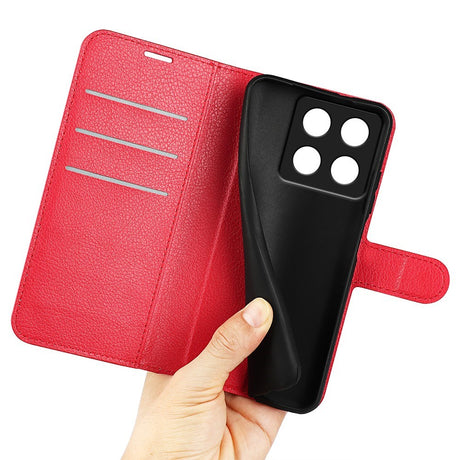 EIDERWOOD Xiaomi 14T Litchi Læder Cover m. Pung - Rød