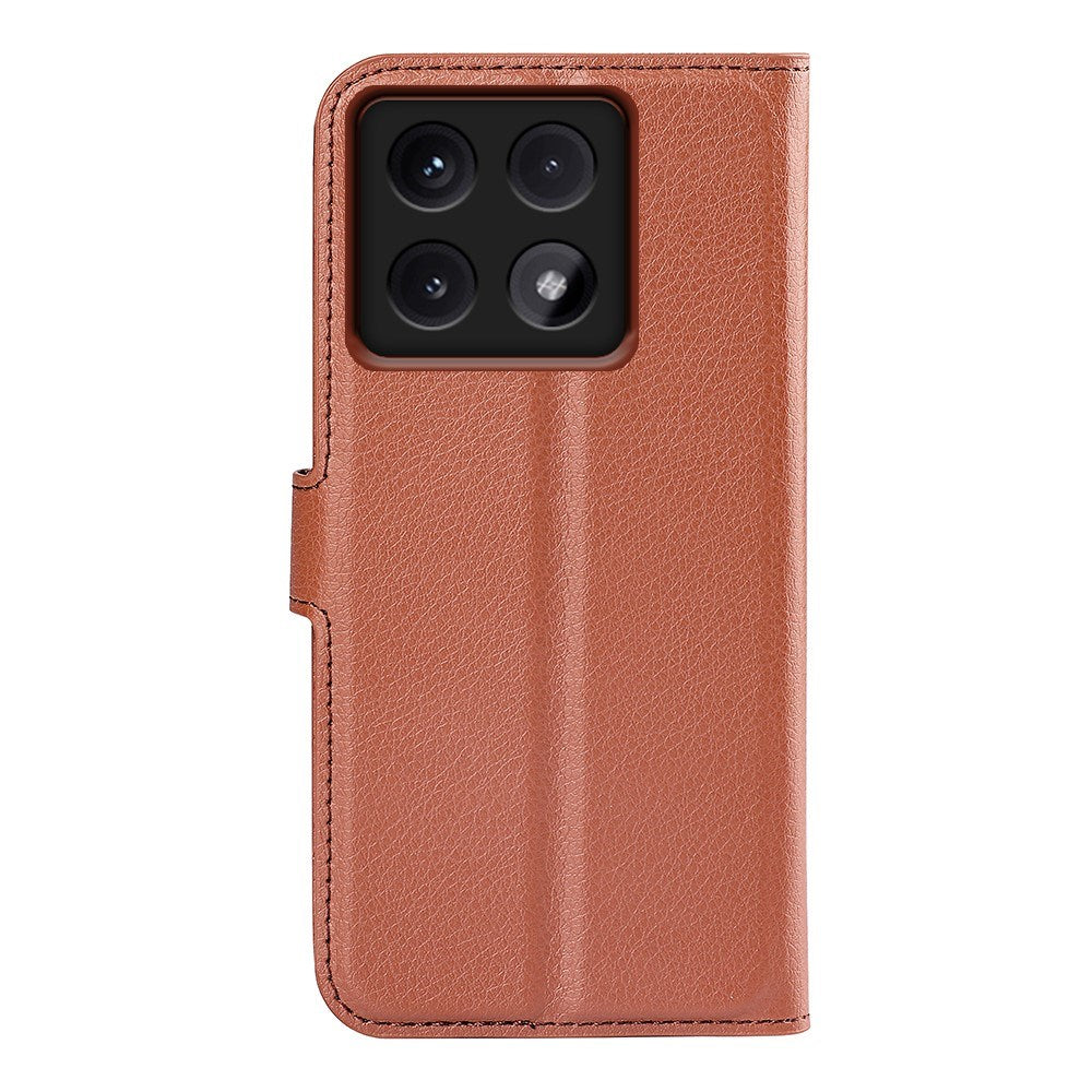 EIDERWOOD Xiaomi 14T Litchi Læder Cover m. Pung - Brun