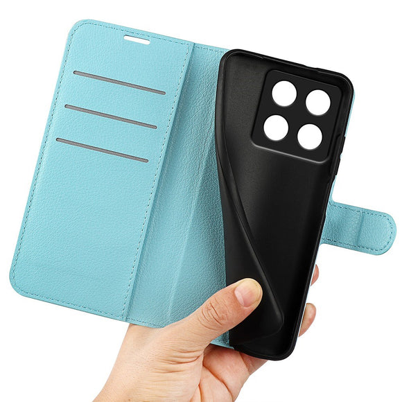 EIDERWOOD Xiaomi 14T Pro Litchi Læder Cover m. Pung - Blå