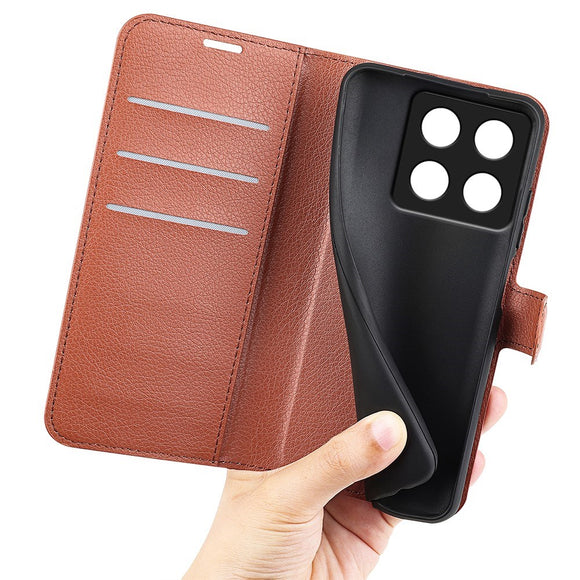 EIDERWOOD Xiaomi 14T Pro Litchi Læder Cover m. Pung - Brun