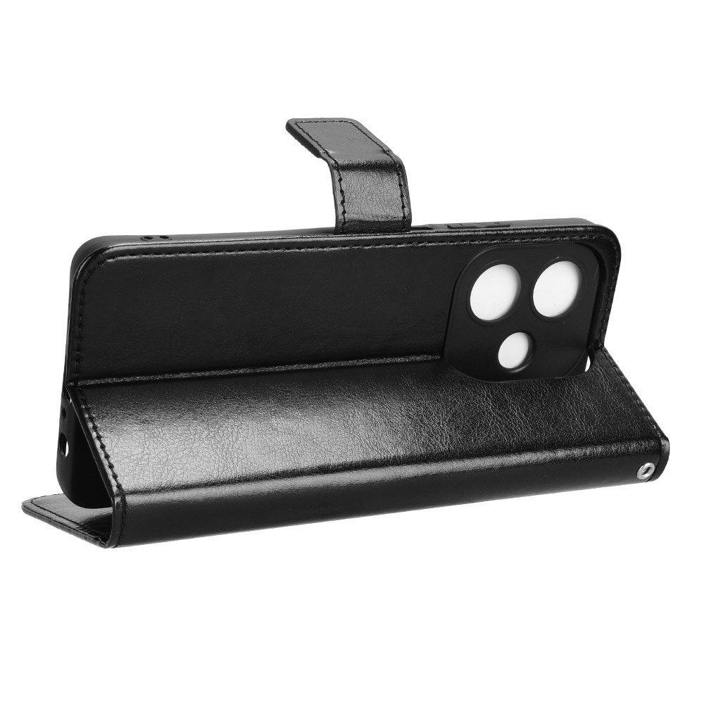 EIDERWOOD OPPO A60 / A40M / A40 Kunstlæder Flip Cover m. Strop - Sort