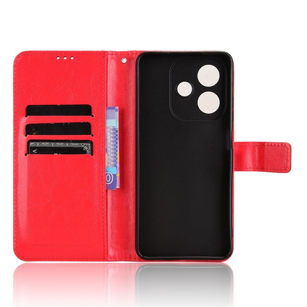 EIDERWOOD OPPO A60 / A40M / A40 Kunstlæder Flip Cover m. Strop - Rød