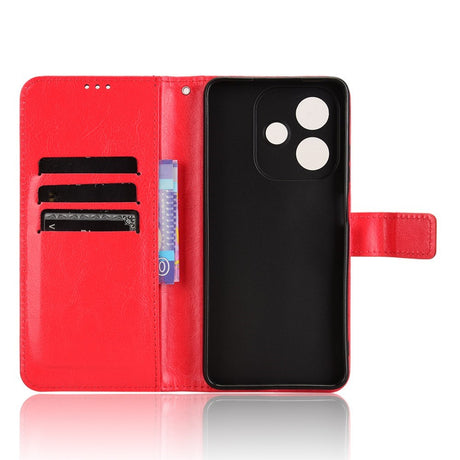 EIDERWOOD OPPO A60 / A40M / A40 Kunstlæder Flip Cover m. Strop - Rød