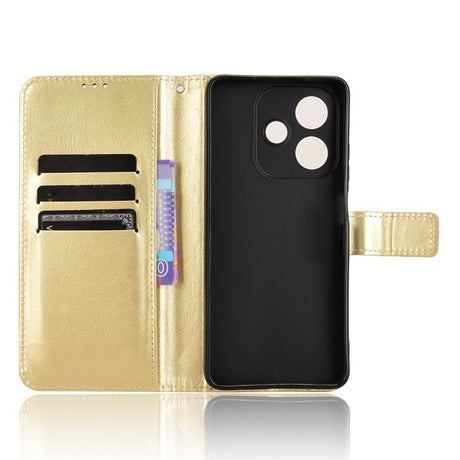 EIDERWOOD OPPO A60 / A40M / A40 Kunstlæder Flip Cover m. Strop - Guld