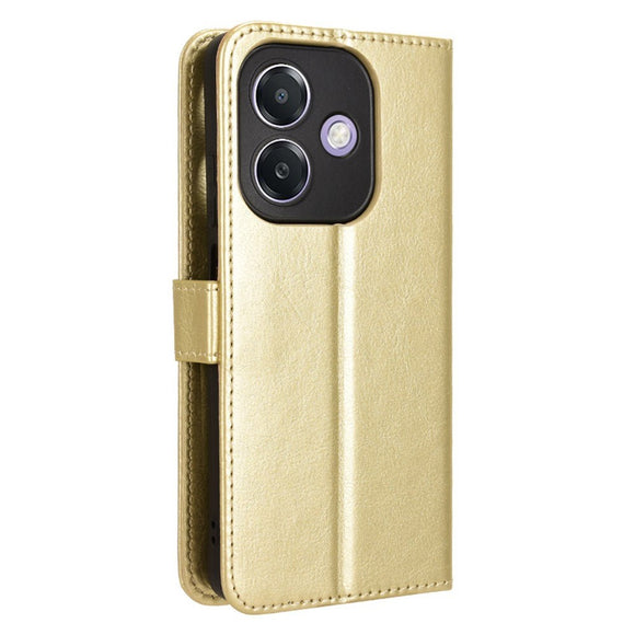 EIDERWOOD OPPO A60 / A40M / A40 Kunstlæder Flip Cover m. Strop - Guld