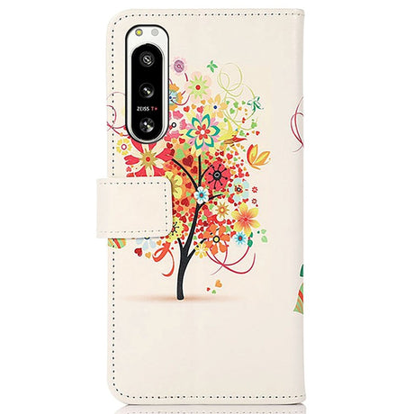 Sony Xperia 5 IV Læder Cover m. Pung - Pink Træ