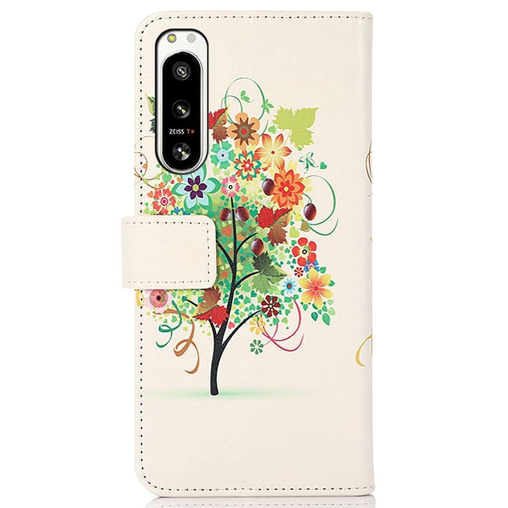 Sony Xperia 5 IV Læder Cover m. Pung - Grøn Træ