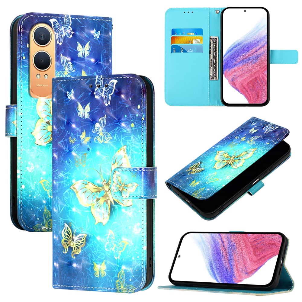 EIDERWOOD OnePlus Nord CE4 Lite (5G) Kunstlæder Cover m. Pung og Strop - Gyldne Sommerfugle