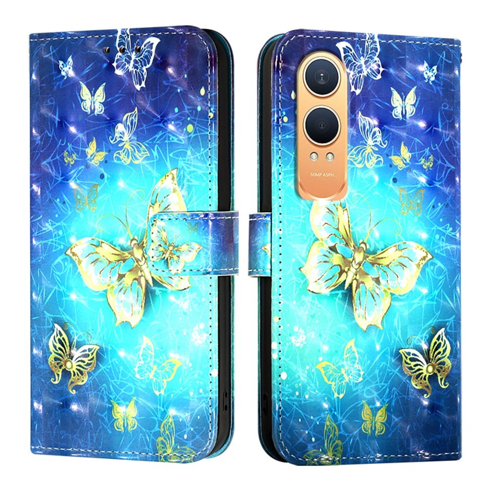 EIDERWOOD OnePlus Nord CE4 Lite (5G) Kunstlæder Cover m. Pung og Strop - Gyldne Sommerfugle