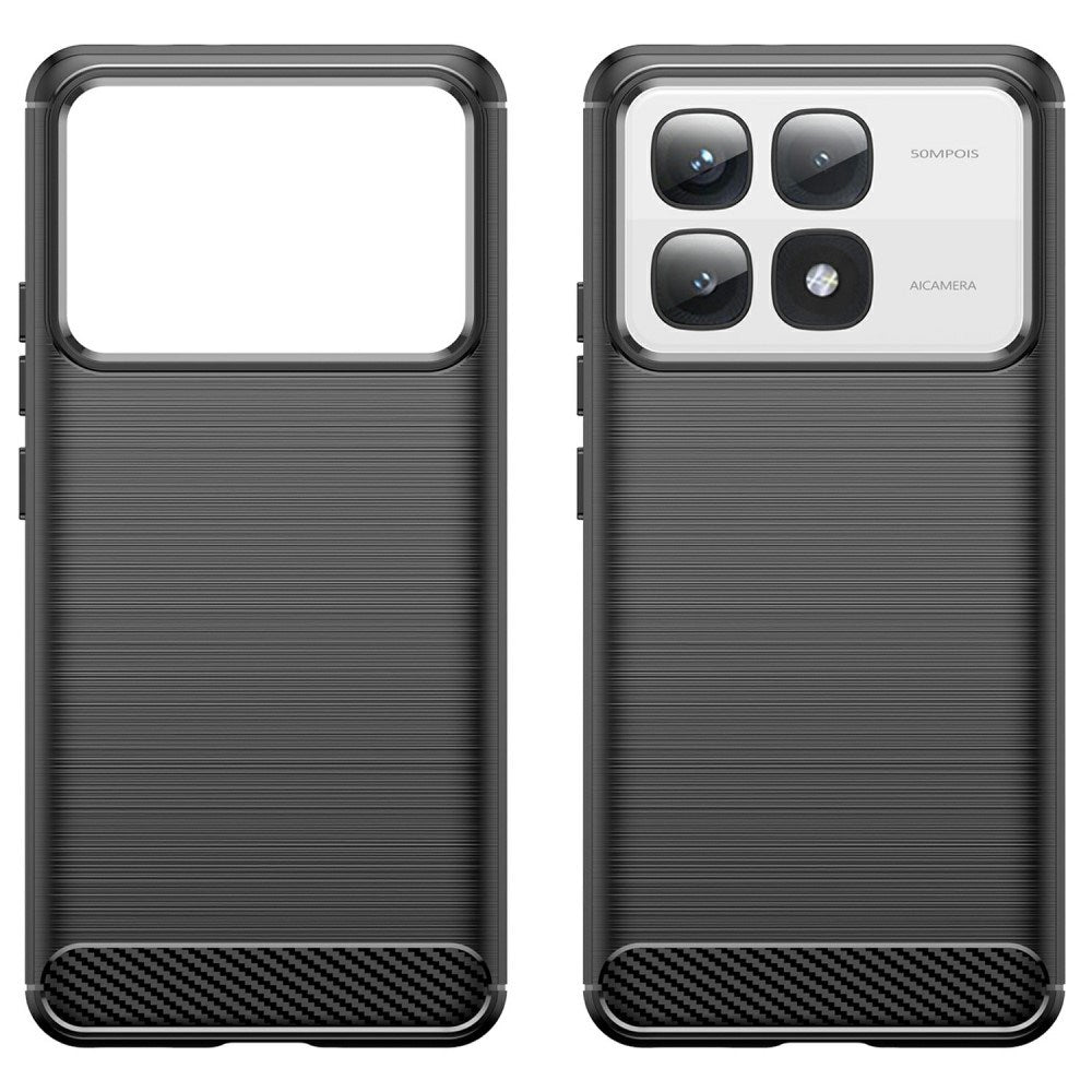 EIDERWOOD Xiaomi 14T Pro Brushed Carbon Fiber Fleksibelt Plastik Cover - Sort