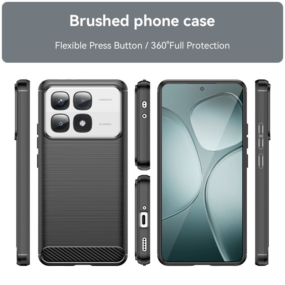 EIDERWOOD Xiaomi 14T Pro Brushed Carbon Fiber Fleksibelt Plastik Cover - Sort
