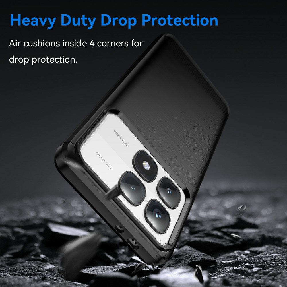 EIDERWOOD Xiaomi 14T Pro Brushed Carbon Fiber Fleksibelt Plastik Cover - Sort