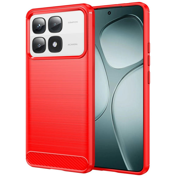 EIDERWOOD Xiaomi 14T Pro Brushed Carbon Fiber Fleksibelt Plastik Cover - Rød