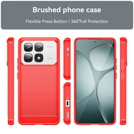 EIDERWOOD Xiaomi 14T Pro Brushed Carbon Fiber Fleksibelt Plastik Cover - Rød